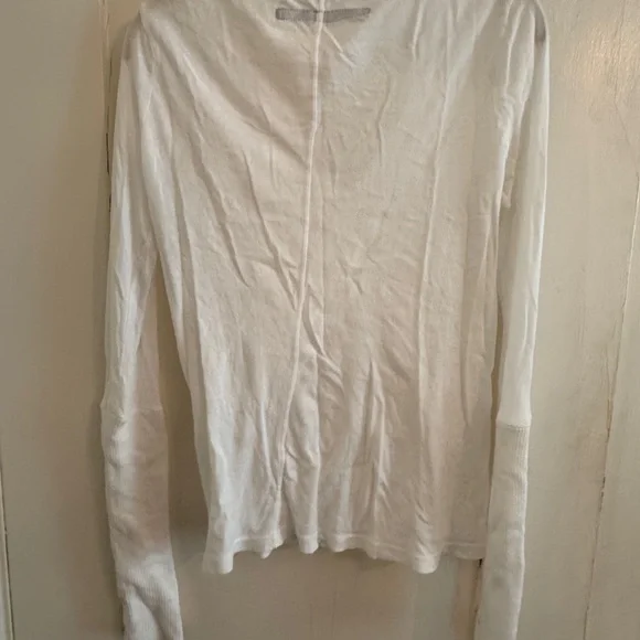 Enza Costa Cotton White V-Neck Long Sleeve Top M - Picture 2 of 3